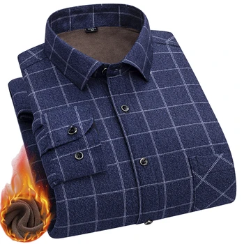 Блузка, мужская рубашка, утепленный топ, Износостойкая зимняя рубашка, приятная для кожи, евро-элегантная, сохраняющая тепло горловина с лацканами