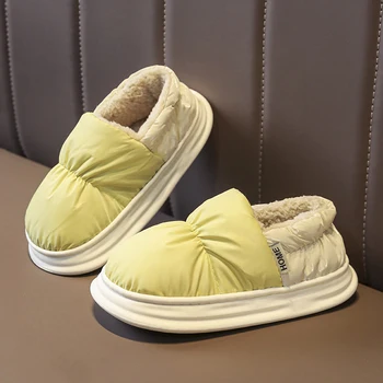 Оригинальная мужская и женская хлопчатобумажная обувь, фирменные хлопчатобумажные тапочки, повседневные тапочки, противоскользящая обувь на платформе, зимняя теплая обувь для дома.