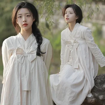 Осеннее Кимоно в японском стиле с белым бантом Одежда в китайском стиле Женские Традиционные костюмы для косплея Фей и фотосессии Vestidos