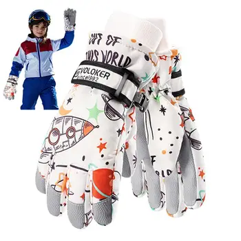 Детские лыжные перчатки, Зимние лыжные перчатки, водонепроницаемые теплые перчатки, Зимние Перчатки, Сноубордические перчатки, Ветрозащитные теплые зимние перчатки для