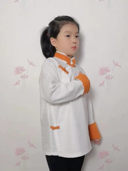 Тибетская одежда Блузка Рубашка для детей Китайская традиционная одежда Детские топы Танцевальное представление в этническом стиле
