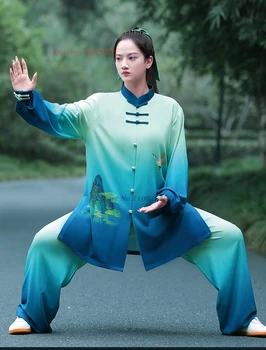 2024 китайская форма тайцзи традиционного градиентного цвета одежда для занятий боевыми искусствами костюм винчунь набор для занятий кунг-фу на открытом воздухе