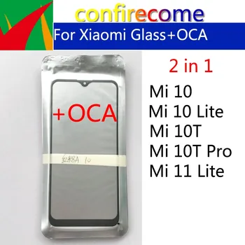 10 шт. \ лот Ламинированное наружное стекло OCA для Xiaomi Mi 10 11 Lite Mi 10T Pro с сенсорным ЖК-экраном, внешняя крышка объектива