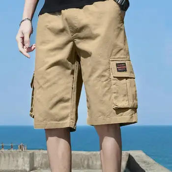 Мужские шорты, дышащие мужские летние спортивные уличные шорты с эластичным поясом, множеством карманов, свободного кроя, длиной до колен, мужские карго