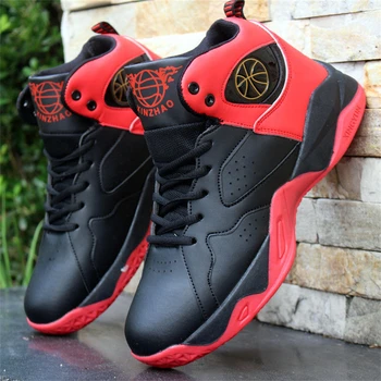 Черные, красные мужские баскетбольные кроссовки С высоким берцем, амортизирующие кроссовки, мужская удобная спортивная обувь для тренировок, Chaussure Homme