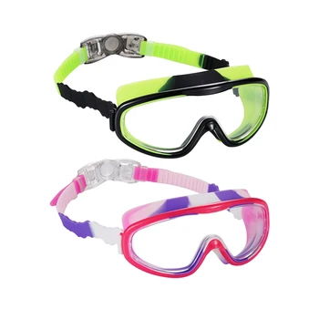 Плавательные очки для мальчиков и девочек из ПК, регулируемый размер, четкий обзор, для 6-12 лет, удобные, большой тип 2