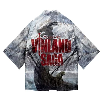 vinland saga 3D Летние каникулы Женщины / Мужчины Сексуальная блузка с рукавом три четверти в стиле Каваи, Модное Кимоно
