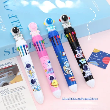 Оптовая продажа Шариковой ручки Astronaut 10-color Cartoon Press-action Pen Цветная Студенческая ручная книга Креативного многоцветного типа