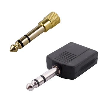 Переходник для наушников Gold Plug & Mono 6,35 Мм Штекер к двойной 6,35 мм розетке Разветвитель адаптера Разъем