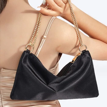 Простая дизайнерская сумка-тоут, модная сумка через плечо, Высококачественная Женская сумка, атласная сумка подмышками большой емкости