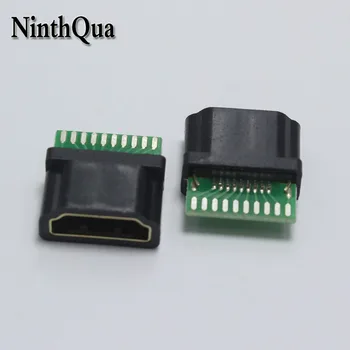 NinthQua 1 шт. Позолоченный стандартный разъем HDMI типа A с печатной платой, разъем HDMI 19P с пластиковым корпусом (1.4)