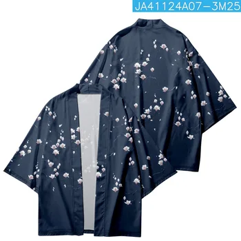 Японский Повседневный Мужской кардиган Haori, рубашки для косплея, Модная уличная одежда, Традиционное Кимоно с цветочным принтом, Топы Оверсайз.