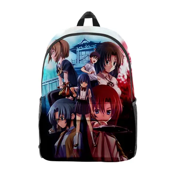 Классический, когда они плачут Higurashi Zip Pack Школьные сумки с 3D-принтом, рюкзаки для ноутбуков, Оксфордские водонепроницаемые дорожные сумки для мальчиков/девочек