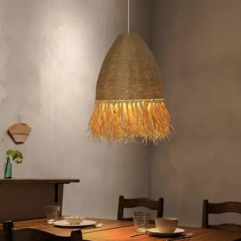 Ретро Подвесной светильник Wabi Sabi из ротанга ручной работы, подвесной светильник для гостиной, спальни в семье, японский подвесной светильник