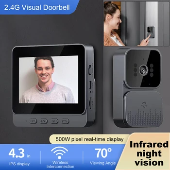 4,3 дюймов 1080P WiFi Видео Дверной Звонок Камера-Глазок 2,4 G Домашняя Безопасность ИК Ночного Видения Видео Дверная Камера для Виллы Домашний Офис