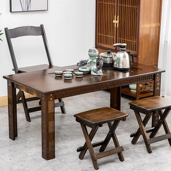 Чайный столик и стул комбинированный журнальный столик Малогабаритный бамбуковый балкон Новый китайский чайный столик кунг-фу