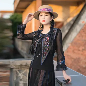 2023 новый женский китайский ретро национальный стиль с вышивкой жаккардовой бахромой, шаль на плечо, элегантный этнический аксессуар, шаль t001