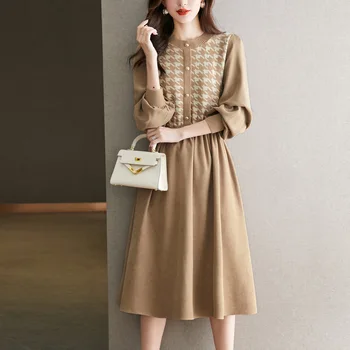 Осенью и зимой 2023 года Новое шерстяное платье из двух предметов, модный дизайн высокого класса с трикотажным платьем, Женский элегантный стиль