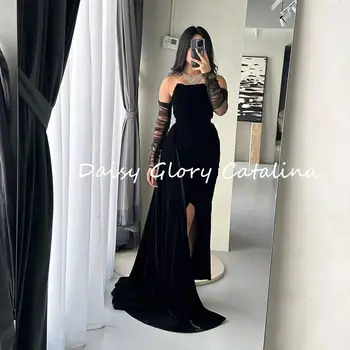 Новые черные элегантные платья для выпускного вечера, женское вечернее платье без рукавов длиной до пола, торжественное свадебное платье 2024