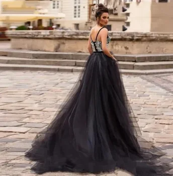 Сексуальное Черное платье для выпускного вечера С V-образным вырезом, Трапециевидное Кружевное платье С аппликациями для Свадебной вечеринки, Вечерние платья 2024, Свадебное платье Vestidos De Novia