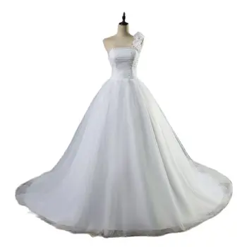 ZJ9063 Свадебное платье из органзы с бусинами на одно плечо 2023 Для женщин, сшитое на заказ, Элегантные свадебные платья трапециевидной формы, новейшие