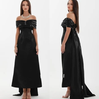 Изысканные высококачественные Вечерние платья трапециевидной формы с открытыми плечами, длиной до колена, Атласный халат de soirée femmes с пайетками