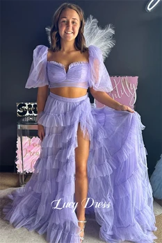 Lucy Комплект из двух предметов, вечернее платье, фиолетовое сетчатое выпускное платье, вечерние платья, женская роскошь Sharon Happy Cocktail, женская роскошь 2024 г.