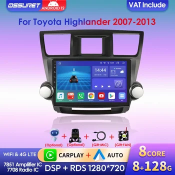 Carplay Android 12 Восьмиядерный для Toyota Highlander 2 XU40 2007-2013 Автомобильный Радиоприемник С IPS Экраном Мультимедийный Плеер Навигация GPS Стерео