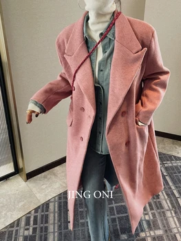 Длинные Шерстяные Смеси Пальто Куртки Y2k 2023 Женская Одежда Осень Корейский Стиль Мода Винтаж Зимний Блейзер Элегантный Шикарный Новый