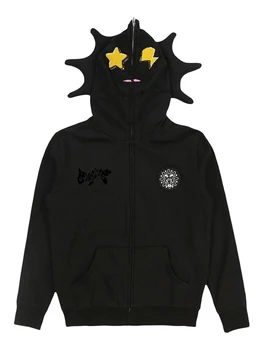 Толстовка с паутиной в готическом стиле для женщин и мужчин - панк-куртка на молнии с графическим дизайном Y2K, уличная одежда Harajuku