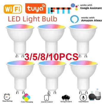 TUYA Wifi Smart GU10 Прожектор RGB + CCT 100-240 В 4 Вт Светодиодная лампочка с регулируемой яркостью Голосовое Управление Работа С Alexa Google Home Яндекс Алиса