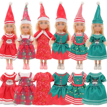 Barwa 6 шт, 5,3-6-дюймовая кукла, новая мода ручной работы для кукольной одежды Челси, Рождественская одежда для кукол и шляпа для девочек