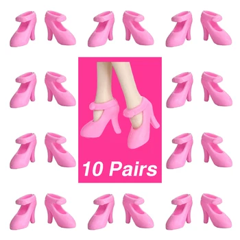 10 Пар / компл. Модной обуви, розовых сандалий, повседневных туфель на каблуке для куклы Барби, аксессуаров для девочек, 1/6 кукольной вечеринки, игрушек своими руками