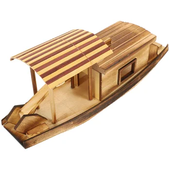 Деревянная игрушка-лодка Модель деревянного орнамента Деревянное каноэ Морской пляж Прибрежный подарок для детей
