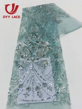 2024 Высококачественная Рождественская Африканская тюлевая ткань с пайетками, расшитая бисером Жениха, Кружевная ткань для Нигерийского свадебного платья