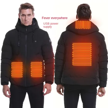 Хлопчатобумажная куртка с интеллектуальным подогревом, зарядка через USB, зимой хлопчатобумажная куртка с подогревом, большая тепловая куртка graphene