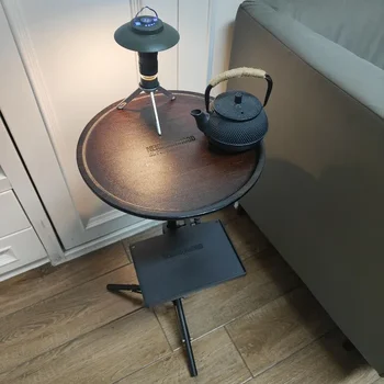 Складной стол для кемпинга Подставка из алюминиевого сплава Дизайн столешницы из цельного дерева Круглый стол Мебель для дома Снаряжение для кемпинга на открытом воздухе