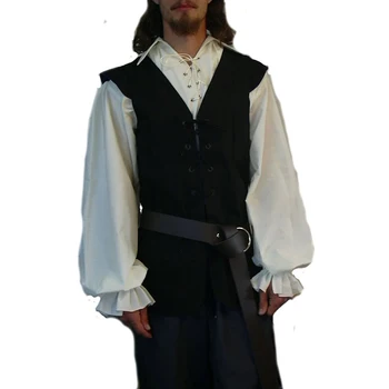 Мужской готический пиратский жилет эпохи Возрождения, винтажный бандажный жилет без рукавов, средневековый костюм, топ, удобный и стильный