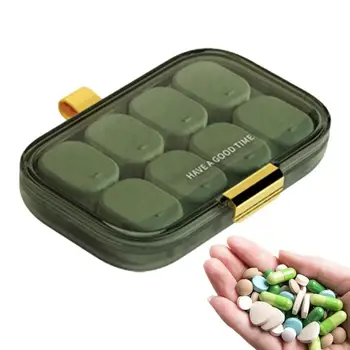 Маленькая коробочка для таблеток для кошелька 7 независимых футляров Коробочка для таблеток с прочной запечаткой Портативный маленький дозатор таблеток с силиконовым шнурком