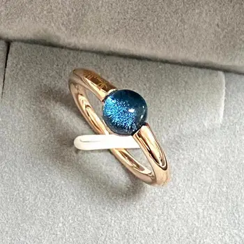 Кольцо Простое Круглое кольцо В стиле Звездного Неба Кольцо с Синим кристаллом Для женщин Модные украшения Подарок для вечеринки