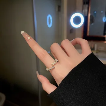 Новое модное Открытое регулируемое женское кольцо С изящными кольцами на указательный палец с опаловой гвоздикой