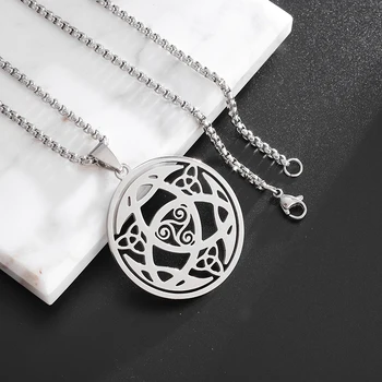 Ожерелье с подвеской в виде кельтского узла Trinity для мужчин и женщин, Ведьма из нержавеющей стали, Скандинавские Языческие ювелирные изделия, подарки