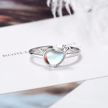 LUTAKU Изысканные кольца с Лунным камнем и китом Для женщин, ювелирные изделия, Милое кольцо с изображением животного для девочек, Модные Аксессуары для помолвки
