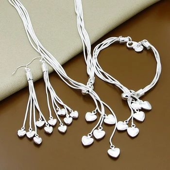 Наборы ювелирных изделий из стерлингового серебра SAIYE 925 пробы для женщин с высококачественными украшениями для свадьбы и помолвки в форме сердца
