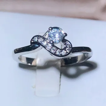 Простое ювелирное кольцо серебряного цвета в форме сердца, 925 Марка AAAAA Level CZ, Обручальное кольцо, Обручальные кольца для женщин, ювелирные изделия для девочек