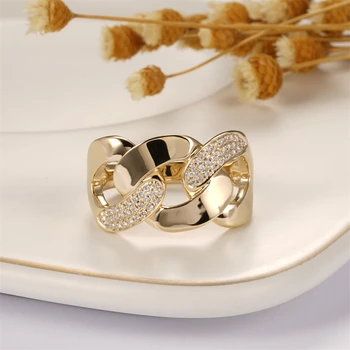 CxsJeremy Soild Желтое золото 18 Карат Au750, муассанит, бриллианты, Геометрическое кольцо-цепочка, шарм, ювелирные изделия для свадебной вечеринки в стиле хип-хоп