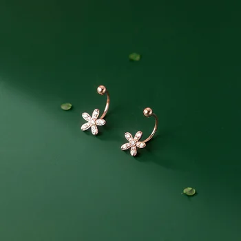 Серьги-гвоздики с цветочным крючком из стерлингового серебра 925 пробы, красивые маленькие Серебряные серьги 925 пробы для женщин, серебро, Студенческие бриллианты для девочек