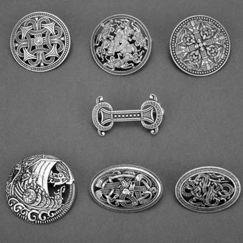 1ШТ Средневековые броши в виде щита викинга 3,5 см * 3,5 см, старинная серебряная булавка для плаща, шаль, норвежские украшения 
