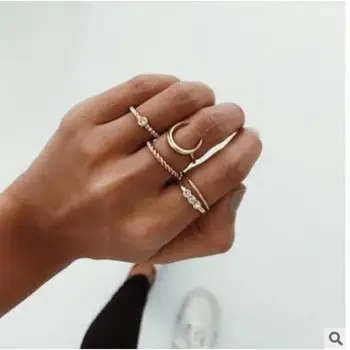 Новые модные ювелирные изделия популярный сладкий прекрасный горный хрусталь луна палец кольцо набор подарок для женщин девушка