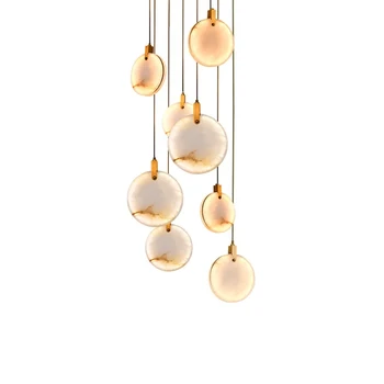 Дизайнерская люстра в стиле Home Deco из мрамора и золота со светодиодной подсветкой 2024 Новый тренд подвесных светильников Lustre для гостиной